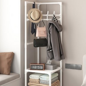 Anystar 이동식 스탠드 옷걸이, 두꺼운 흰색