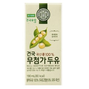 건국 무첨가두유 국산콩 콩물원액두유,우리콩본연의순수한맛, 190ml, 64개