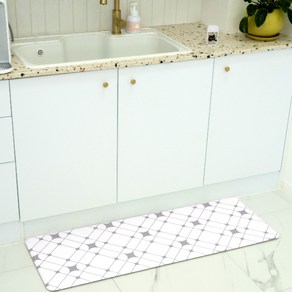 현실남매 샤이닝스타 북유럽 감성 주방매트, 화이트+그레이, 1개