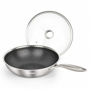 RIWONAS 통3중 스텐 벌집코팅 궁중팬 웍팬 인덕션 뚜껑세트, 28cm, 1세트