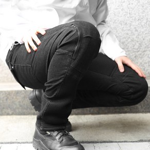 오토바이 여름 메쉬 청바지 라이딩진 바이크진 통풍 바지, 01_메쉬 바이크진(블랙)
