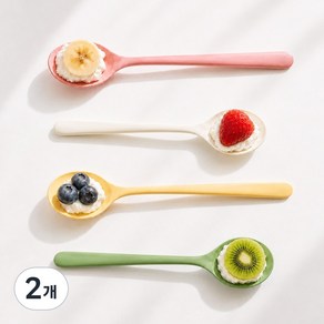 민아루 파스텔 실리콘 요리스푼 24cm, 화이트, 2개