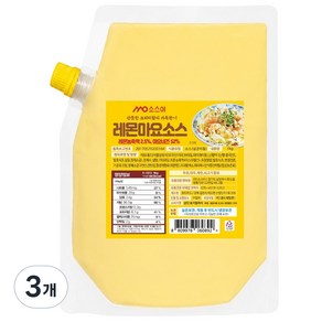 소스야 레몬마요소스 크림새우소스, 1kg, 3개
