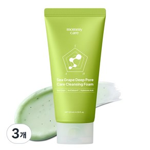 마미케어 바다포도 여드름 기능성 클렌징폼 트러블 특허 히알루론산 저자극, 120ml, 3개