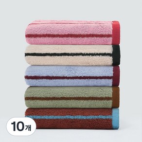 MYNVO 호텔수건 150g 40수 코마사 콤팩트 시크라인 선염 스트라이프 데일리 세면타월, 혼합, 10개