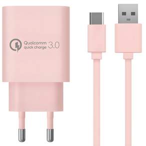 홈플래닛 퀄컴 공식인증 QC3.0 18W 고속충전기 + C타입 충전케이블 1.2m 세트