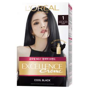 로레알파리 엑셀랑스 크림 염색제, 1호 쿨 블랙, 1개