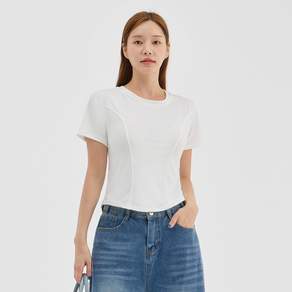 엘쏘 여성용 라운드넥 슬림 라인 반팔 티셔츠