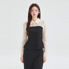 로엠 우븐매칭 블라우스