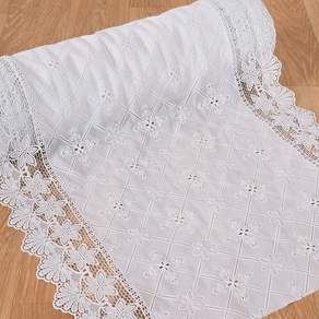 데코리아 북유럽풍 레이스 방수코팅 테이블커버 FL2928, 화이트, 폭 50cm x 길이 2m, 1개