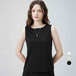 ELLEPARIS 여성용 컴포트핏 크레이프저지 보트넥 나시 탑