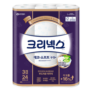 크리넥스 3겹 천연펄프 데코 앤 소프트 수딩 플러스 화장지
