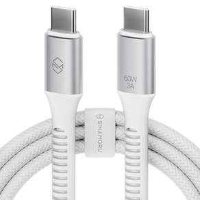 신지모루 C타입-C타입 우븐 60W PD 초고속 충전 케이블 + 단자 보호캡 + 케이블 스트랩