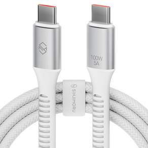 신지모루 C타입-C타입 우븐 패브릭 100W PD 초고속 충전 케이블 + 단자 보호캡 + 케이블 스트랩