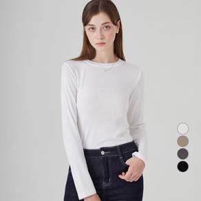 ELLE PARIS 여성용 레이온 슬림핏 이너 긴팔 티셔츠