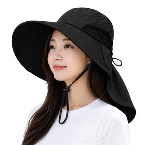 대한 uv 자외선차단 등산 골프 산책 낚시 햇빛가리개 플랩 챙모자, 블랙, 1개