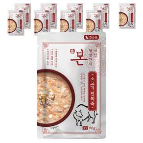 인터펫코리아 본영양간식 강아지 죽, 혼합맛(소고기/전복), 80g, 10개