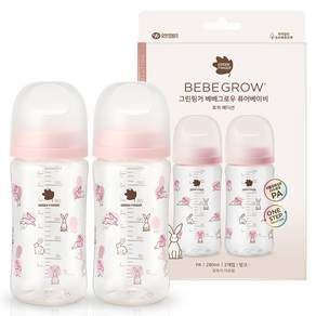 베베그로우 그린핑거 유아용 퓨어베이비 PA 노꼭지 디자인 젖병 트윈팩 토끼
