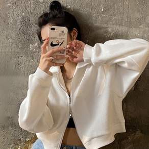 안다로미 여성용 투웨이 카라 크롭 집업