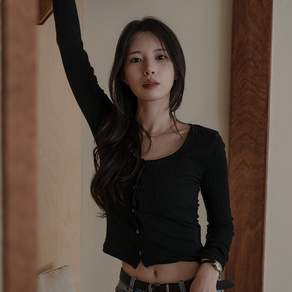 하드코어해피니스 여성용 레이스 리브 가디건