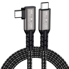 YTEK 썬더볼트4 호환 240W 40Gbps 8K USB4 0 꺾임형 케이블 YT-USB4-100A
