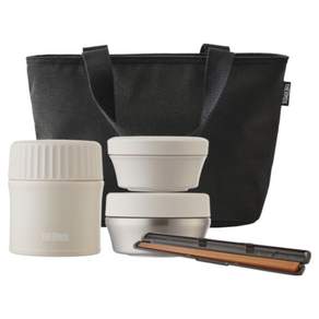 써모스 뉴 플라스틱 245ml + 스테인리스 340ml + 보온 도시락 300ml 세트 TKLG-901, 크림, 1세트