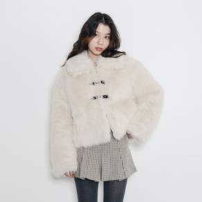 하이스쿨디스코 여성용 버클 롱 헤어 퍼 자켓