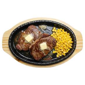 리빙메이트 법랑코팅 무쇠주물 타원 스테이크판 + 원목받침 세트