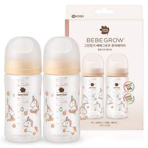 베베그로우 그린핑거 퓨어베이비 PA 노꼭지 디자인 젖병 트윈팩 말콩사과