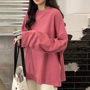 디멜디 여성용 베이직 박시핏 데일리웨어 긴팔티셔츠