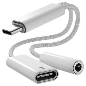 누아트 PD 60W 고속 동시 충전 2in1 스테레오 오디오 변환 C타입 to 3.5mm AUX 이어폰 듀얼 젠더