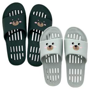 유업 KC인증 국산 발등낮은 미끄럼방지 물빠짐 PVC 욕실화 귀여운 시크베어
