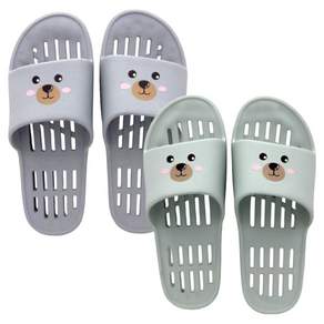 유업 KC인증 국산 발등낮은 미끄럼방지 물빠짐 PVC 욕실화 귀여운 시크베어