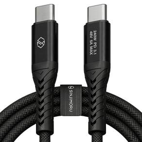 신지모루 240W 초고출력 C타입-C타입 우븐 PRO PD3.1 초고속 충전 케이블 + 단자 보호캡 + 케이블 스트랩