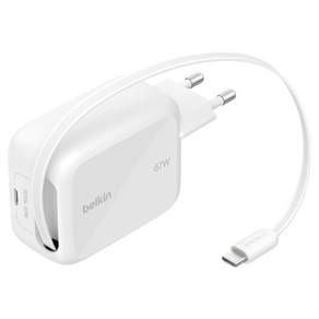 벨킨 부스트차지 프로 67W USB C 릴 케이블 일체형 PD3.2 AVS GaN PPS 초고속 충전기 WCH022krWH