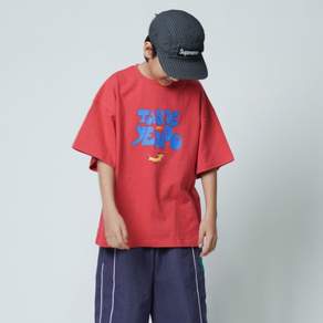 아동용 쿠르나르 WELL 오버사이즈 빈티지 그래픽 반팔티