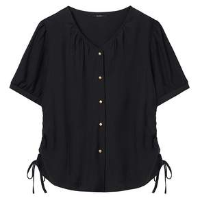 GGPX 라운드넥 사이드 끈 반팔 블라우스 GPBBA052D