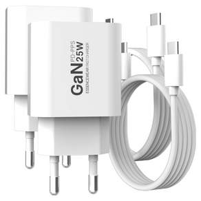 에센스웨어 25W PD PPS GaN C타입 초고속 충전기 + 60W C to C 케이블 1m 세트