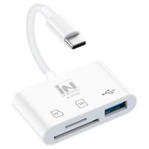 인네트워크 3in1 USB / SD /MicroSD(TF) 지원 USB C타입 OTG 케이블형 멀티 카드리더기