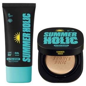 썸머홀릭 울트라 스포츠 선크림 SPF50+ PA++++ 50ml + 톤업 선쿠션 SPF50+ PA++++ 15g 세트