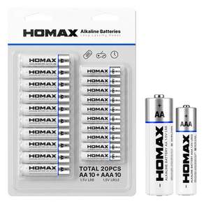 HOMAX 알카라인 AA건전지 10p + AAA건전지 10p 세트 1.5V HAB-060