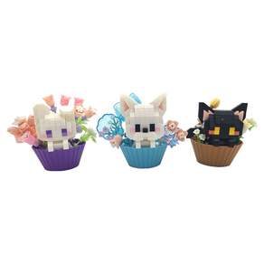 아이두일상취미 DIY 입체 미니 블럭 머핀컵 나만의 반려 댕냥이 3종 세트