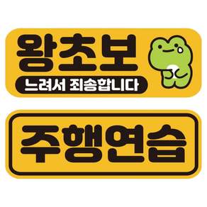 루키마켓 리무버블 탈부착 초보운전 자석형 스티커 주행연습 S + 왕초보 개구리 S 세트