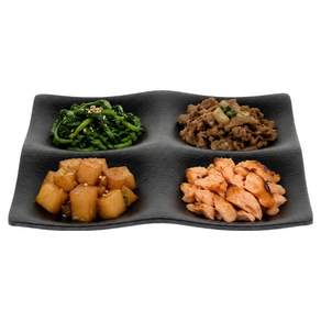 블랙 웨이브 멜라민 4칸 나눔접시 중