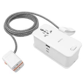 넥스트유 플러온M4 해외 여행용 트래블 멀티 어댑터 AC 3구 확장형 USB PD고속충전기 화이트