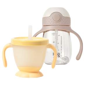 마더케이 허그 처음 트레이닝컵 200ml + 허그 추 빨대컵 210ml 세트