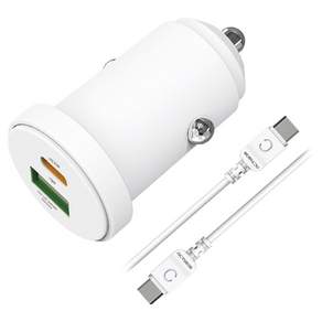 엑티몬 차량용 PD25W 2포트 초고속 C포트 USB포트 충전기 + CtoC 케이블 세트