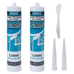 럭키실리콘 LC909S 비초산 실리콘 실란트 270ml 투명 2p + 밀대 세트
