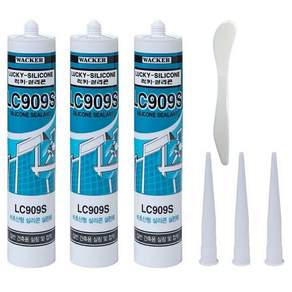 럭키실리콘 LC909S 비초산 실리콘 실란트 270ml 투명 3p + 밀대 세트