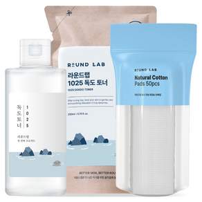 라운드랩 1025 독도토너 200ml + 리필 200ml + 화장솜 50p 세트